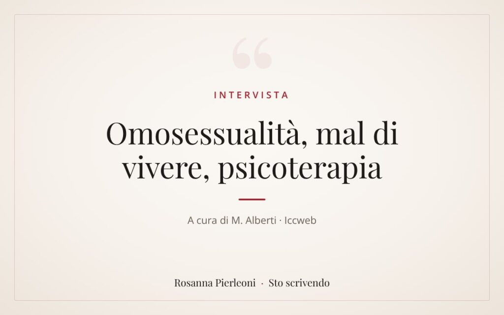 Omosessualità, mal di vivere, psicoterapia
