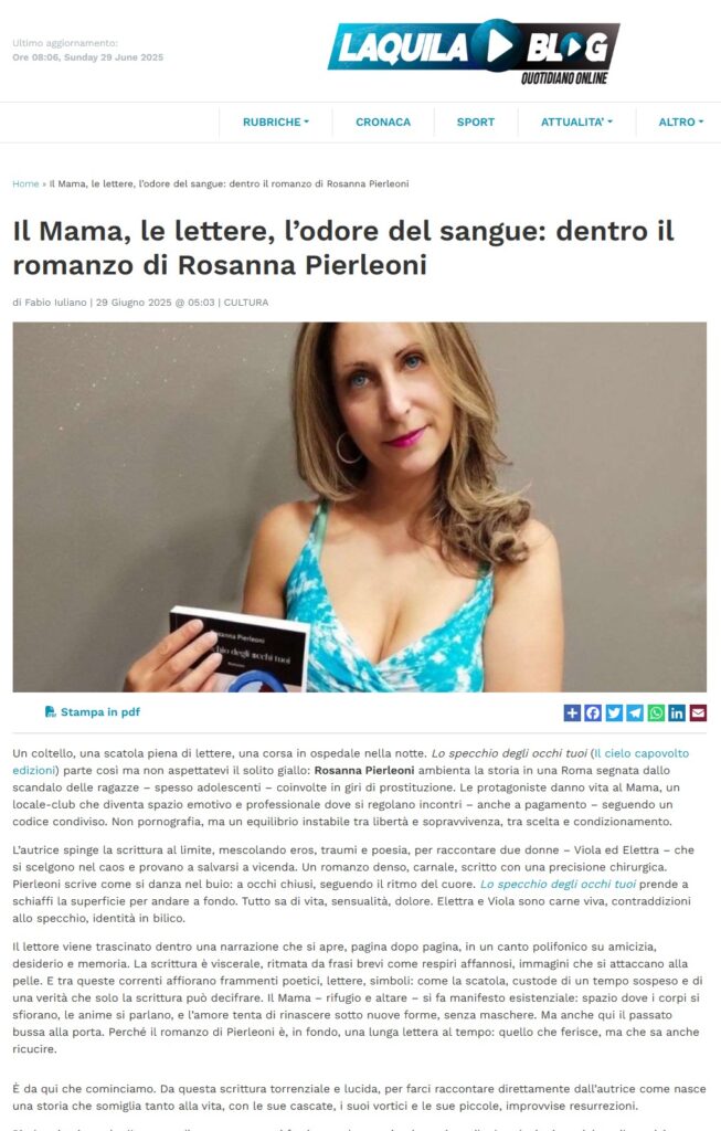 Intervista di F. Iuliano: dentro il romanzo di Rosanna Pierleoni