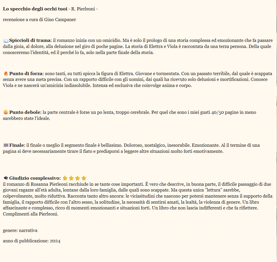 Recensione di Gino Campaner